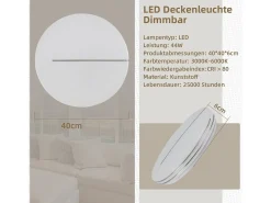 NETTLIFE Plafón-Lámpara de Techo LED Moderna Lámpara Redonda de de 44 W 40 cm Regulable con Control Remoto Iluminación de Dormitorio con Cielo Estrellado Blanco