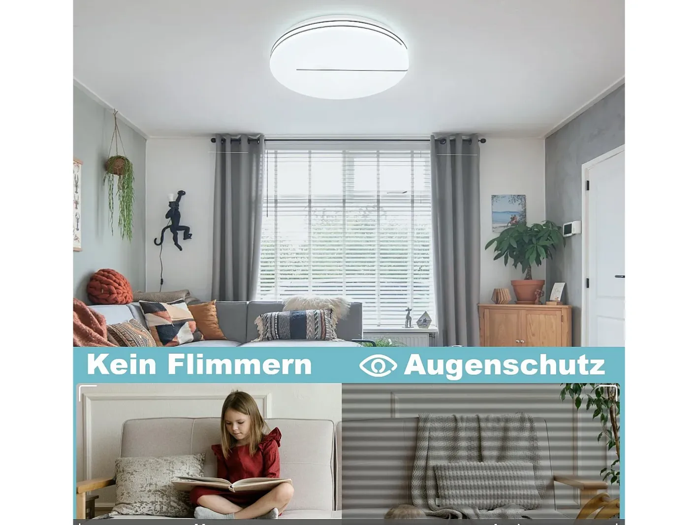 NETTLIFE Plafón-Lámpara de Techo LED Moderna Lámpara Redonda de de 44 W 40 cm Regulable con Control Remoto Iluminación de Dormitorio con Cielo Estrellado Blanco