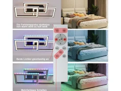 NETTLIFE Plafón-Lámpara de Techo LED Sala de Estar 45W Lámpara de Sala de Estar Negra Moderna Regulable con Control Remoto Cambio de Color Geométrico para Negro