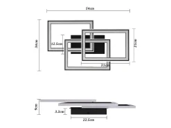 NETTLIFE Plafón-Lámpara de Techo LED Sala de Estar 45W Lámpara de Sala de Estar Negra Moderna Regulable con Control Remoto Cambio de Color Geométrico para Negro