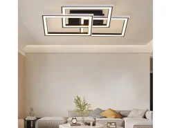 NETTLIFE Plafón-Lámpara de Techo LED Sala de Estar 45W Lámpara de Sala de Estar Negra Moderna Regulable con Control Remoto Cambio de Color Geométrico para Negro