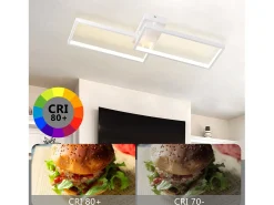 NETTLIFE Lámpara de Techo LED Metal 48W 80CM Lámpara de Salón Moderna Regulable con Diseño Rectangular para Dormitorio Infantil Blanco Best