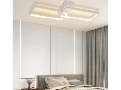 NETTLIFE Lámpara de Techo LED Metal 48W 80CM Lámpara de Salón Moderna Regulable con Diseño Rectangular para Dormitorio Infantil Blanco Best