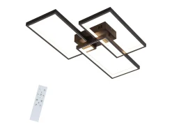 NETTLIFE Plafón-Lámpara de Techo LED 63W Regulable con Mando a Distancia Diseño Moderno en Metal para Dormitorio Comedor Salón Oficina Negro