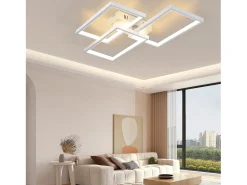 NETTLIFE Lámpara de Techo LED de Metal Blanco 72W 80cm Lámpara de Salón Moderna Regulable con Diseño Rectangular para Dormitorios, Dormitorios Negro Best