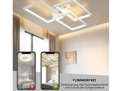 NETTLIFE Lámpara de Techo LED de Metal Blanco 72W 80cm Lámpara de Salón Moderna Regulable con Diseño Rectangular para Dormitorios, Dormitorios Negro Best