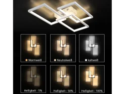 NETTLIFE Lámpara de Techo LED de Metal Blanco 72W 80cm Lámpara de Salón Moderna Regulable con Diseño Rectangular para Dormitorios, Dormitorios Negro Best