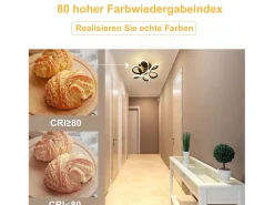 New NETTLIFE Lámpara de Techo LED Negra 17W 3000K Lámpara de Moderna Diseño de Metal Geométrico Blanco Cálido para Entrada Dormitorio Negro