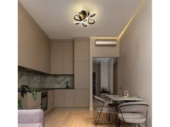 New NETTLIFE Lámpara de Techo LED Negra 17W 3000K Lámpara de Moderna Diseño de Metal Geométrico Blanco Cálido para Entrada Dormitorio Negro