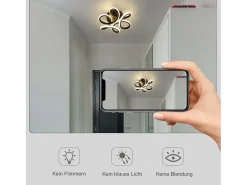 New NETTLIFE Lámpara de Techo LED Negra 17W 3000K Lámpara de Moderna Diseño de Metal Geométrico Blanco Cálido para Entrada Dormitorio Negro