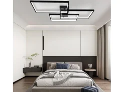 NETTLIFE Plafón-Lámpara de Techo LED Metal 72W 80CM Lámpara de Salón Moderna Regulable con Control Remoto Diseño Rectangular para Cocinas Negro