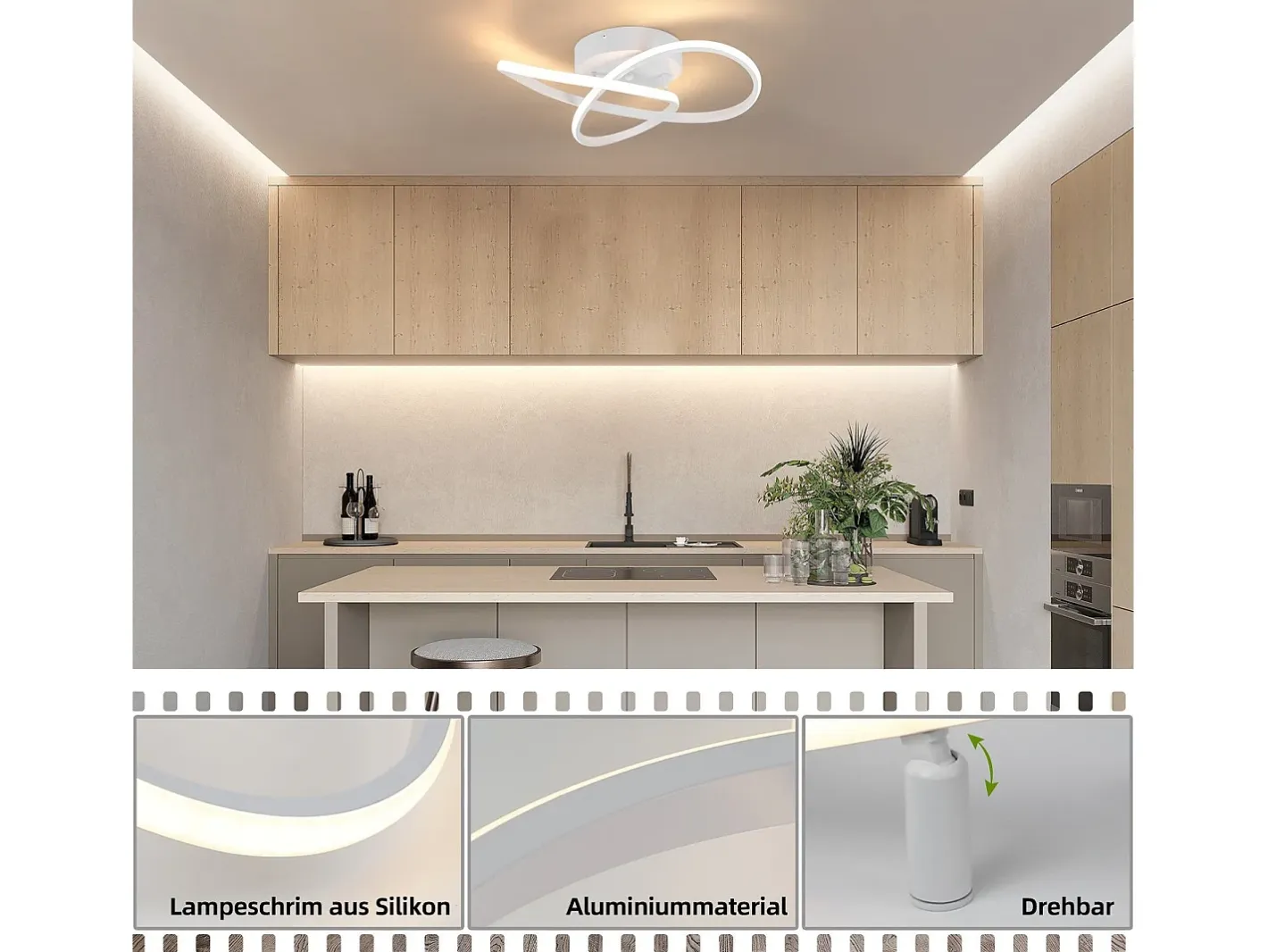 NETTLIFE Plafón-Lámpara de Techo LED Blanca Regulable 40 CM Moderna con Control Remoto Lámpara de Diseño Geométrico 33 W para Dormitorio Estudio Blanco
