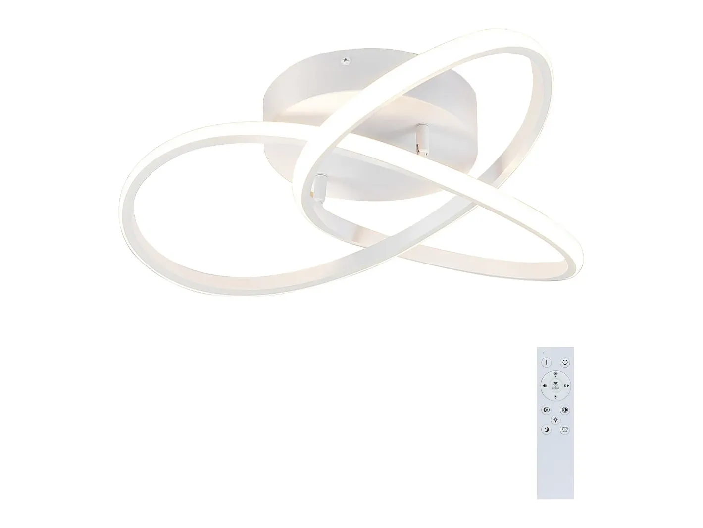 NETTLIFE Plafón-Lámpara de Techo LED Blanca Regulable 40 CM Moderna con Control Remoto Lámpara de Diseño Geométrico 33 W para Dormitorio Estudio Blanco