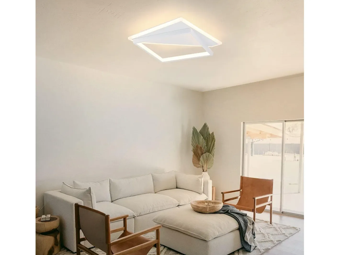 NETTLIFE Lámpara de techo LED 40W Lámparas modernas Sala de estar Dormitorio Regulable con control remoto Lámpara de de diseño blanca para pasillo Blanco