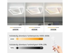 NETTLIFE Lámpara de techo LED 40W Lámparas modernas Sala de estar Dormitorio Regulable con control remoto Lámpara de de diseño blanca para pasillo Blanco