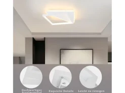 NETTLIFE Lámpara de techo LED 40W Lámparas modernas Sala de estar Dormitorio Regulable con control remoto Lámpara de de diseño blanca para pasillo Blanco