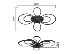 NETTLIFE Plafón-Lámpara de Techo LED Negra Regulable 80 cm Salón 78W Dormitorio Moderna con Mando a Distancia Diseño Ideal para Comedor Oficina Cocina Negro