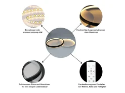 NETTLIFE Lámpara de Techo LED 45W, 3000K-6000K, 50CM Regulable Moderno con Control Remoto Lámpara de Lámpara de de Diseño de Metal Negro Clearance