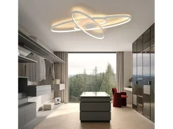 NETTLIFE Lámpara de Techo LED Lámpara Moderna Regulable Lámpara de Dormitorio Blanca con Control Remoto 75W Diseño de Interiores para Estudio Blanco Clearance