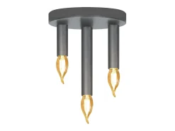 NETTLIFE Plafón-Lámpara de Techo Vintage E14 de 3 Focos Lámpara de Dormitorio Gris Industrial Retro con araña de Metal para Sala de Estar Bar, máx. 25W Negro