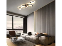 Online NETTLIFE Lámpara de Techo LED 37W 3000k Blanco Cálido Anillo Redondo Moderno 89cm Lámpara de Escritorio de Diseño para Dormitorio Sala de Estar Negro