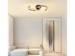 NETTLIFE Plafón-Lámpara de Techo LED Moderna 60 cm 24 W Blanco Cálido Lámpara de Salón para Dormitorio Cocina Pasillo Comedor Negro