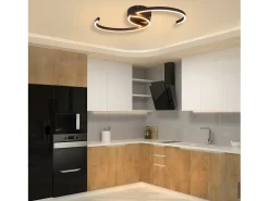 NETTLIFE Plafón-Lámpara de Techo LED Moderna 60 cm 24 W Blanco Cálido Lámpara de Salón para Dormitorio Cocina Pasillo Comedor Negro