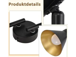 NETTLIFE Lámpara de Techo de 4 Puntos Salón Vintage 71CM E14 Metal Giratorio 330° Industrial para Dormitorio Cocina Pasillo Negro Best