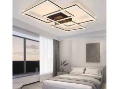 NETTLIFE Plafón-Lámpara de Techo LED Negra Lámpara de 75 CM Lámpara de Interior de Diseño de Cristal Moderno Regulable con Control Remoto para Dormitorio Negro