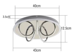 NETTLIFE Plafón-Lámpara de Techo LED Luz de Salón Cálido 41W, 3000K, 43 x 12,5 cm Lámpara Moderna para Dormitorio Habitación de los Niños, Pasillo Blanco