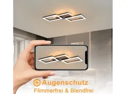 NETTLIFE Plafón-Lámpara de techo LED , 48 W, regulable, lámpara de ,lámpara de diseño moderno, color , con mando a distancia, lámpara de para dormitorio Negro