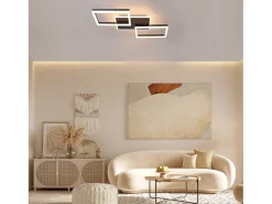 NETTLIFE Plafón-Lámpara de techo LED , 48 W, regulable, lámpara de ,lámpara de diseño moderno, color , con mando a distancia, lámpara de para dormitorio Negro
