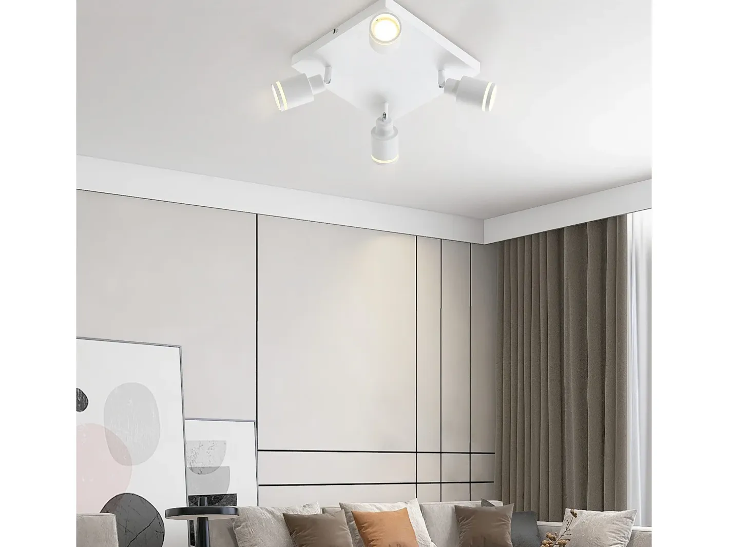 NETTLIFE Lámpara de techo LED 4 focos cuadrados regulable GU10 sin bombilla Blanco Outlet