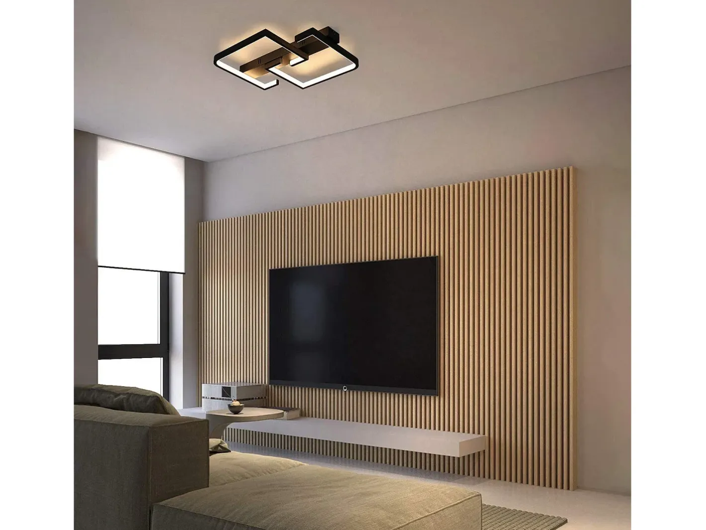 NETTLIFE Lámpara de techo LED 35W lámpara de salón negra regulable con mando a distancia lámpara de mesa de comedor de diseño moderno lámpara Negro Outlet