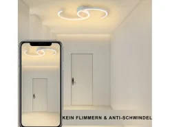 NETTLIFE Lámpara de Techo LED Lámpara de 60 cm 3000 K Lámpara de Diseño Blanca Cálida Lámpara de Lámpara Decorativa para Dormitorio Balcón Blanco