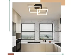 New NETTLIFE Lámpara de Techo LED 24W Diseño Moderno Cuadrado Blanco Cálido para Salón Dormitorio Cocina Pasillo Negro