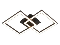 New NETTLIFE Lámpara de Techo LED 24W Diseño Moderno Cuadrado Blanco Cálido para Salón Dormitorio Cocina Pasillo Negro