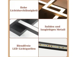 New NETTLIFE Lámpara de Techo LED 24W Diseño Moderno Cuadrado Blanco Cálido para Salón Dormitorio Cocina Pasillo Negro