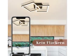New NETTLIFE Lámpara de Techo LED 24W Diseño Moderno Cuadrado Blanco Cálido para Salón Dormitorio Cocina Pasillo Negro