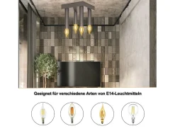 Outlet NETTLIFE Lámpara de Techo Vintage E14 Lámpara Industrial Lámpara de Dormitorio Gris con 4 Focos de Metal para Sala de Estar Cocina Pasillo Bar Negro