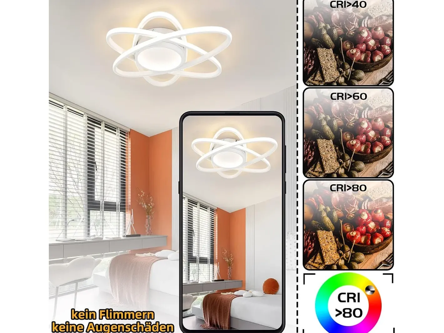 NETTLIFE Plafón-Lámpara de Techo LED de Diseño Moderno con Control Remoto 77W Regulable Lámpara de para Sala de Estar para Dormitorio Pasillo Oficina Blanco