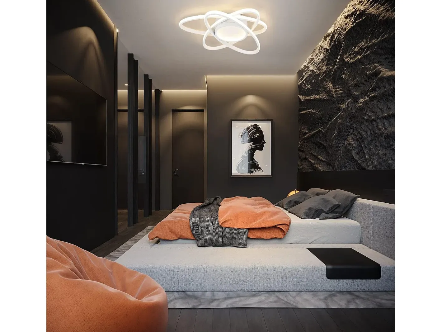 NETTLIFE Plafón-Lámpara de Techo LED de Diseño Moderno con Control Remoto 77W Regulable Lámpara de para Sala de Estar para Dormitorio Pasillo Oficina Blanco