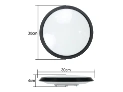 NETTLIFE Lámpara de Techo LED con Sensor de Movimiento Interior IP44 15W Lámpara de Sótano Redonda con Sensor de Movimiento Ø 30cm 4000K Negro Discount