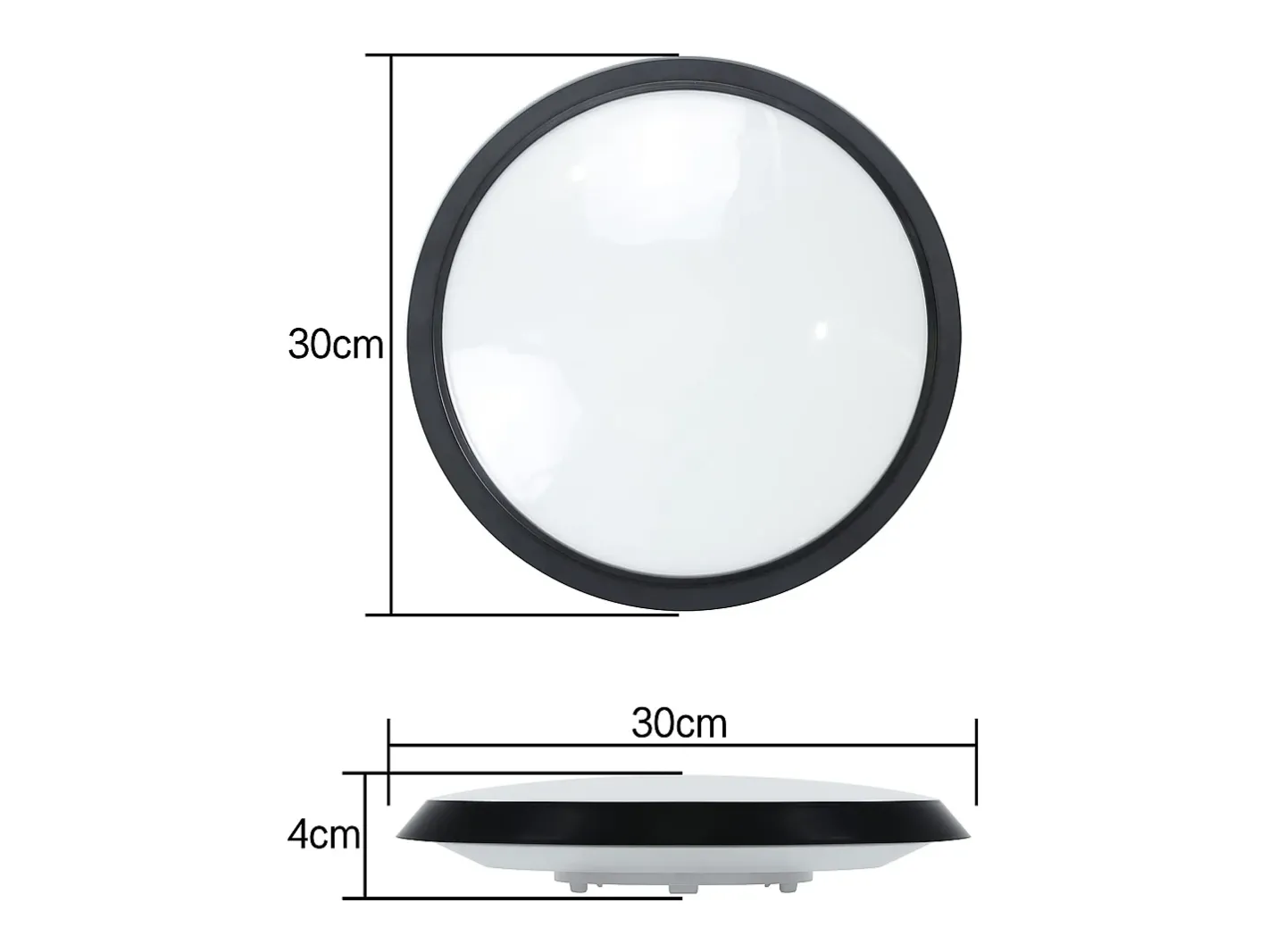 NETTLIFE Lámpara de Techo LED con Sensor de Movimiento Interior IP44 15W Lámpara de Sótano Redonda con Sensor de Movimiento Ø 30cm 4000K Negro Discount