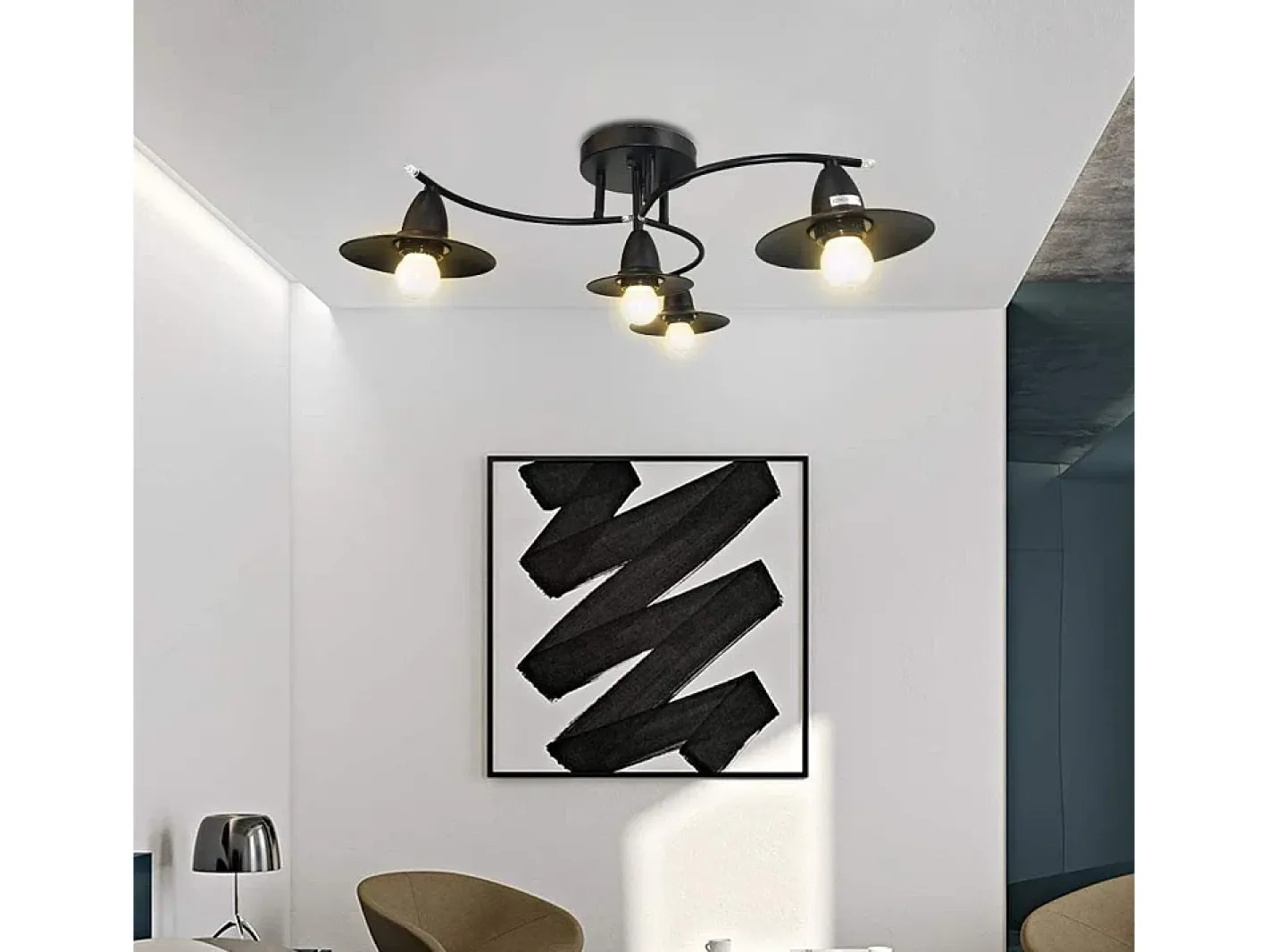 Discount NETTLIFE Lámpara de Techo Vintage E27 Lámpara Industrial Negra Retro Lámpara de Lámpara de Dormitorio Interior Lámpara de Iluminación de Sala de Estar Negro