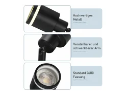 Sale NETTLIFE Lámpara de techo LED con 4 focos, cuadrada, negra, montaje en pared ajustable, GU10, interior, metal, sin bombilla Negro