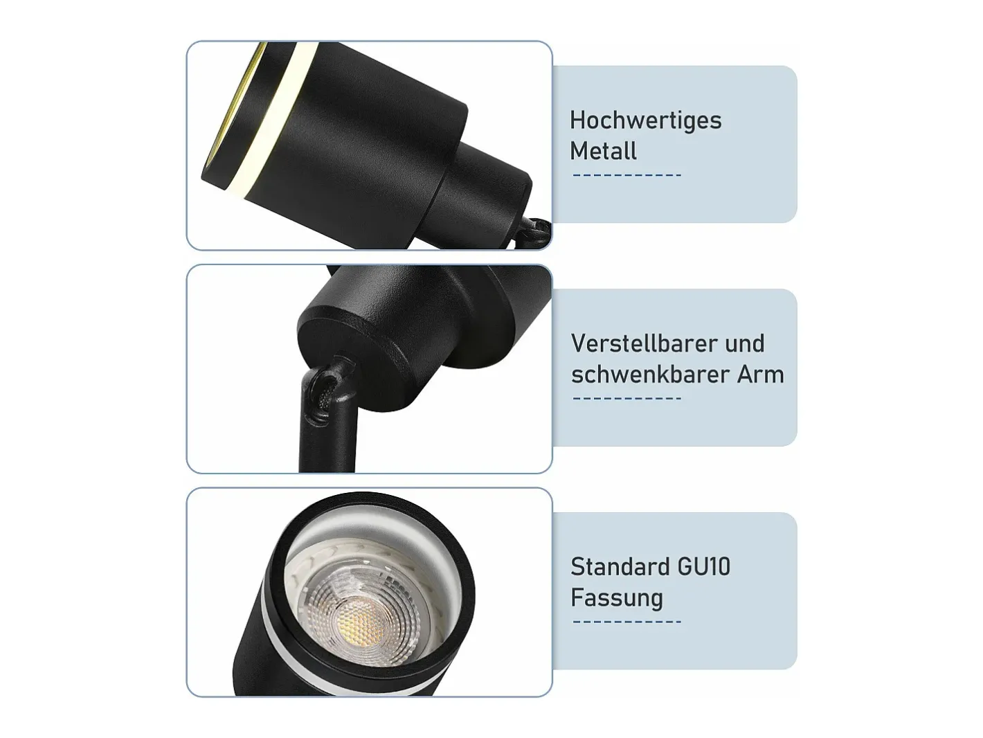 Sale NETTLIFE Lámpara de techo LED con 4 focos, cuadrada, negra, montaje en pared ajustable, GU10, interior, metal, sin bombilla Negro