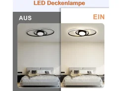 NETTLIFE Plafón-Lámpara de Techo LED 3000K-6500K Regulable 48W Habitación Infantil Salón con Mando a Distancia Moderna para Dormitorio Cocina Balcón Negro