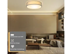 Sale NETTLIFE Lámpara de Techo Redonda 1 Bombilla E27 30CM Lámpara Gris Moderna para Dormitorio con Pantalla de Tela Lámpara de para Sala de Estar Verde