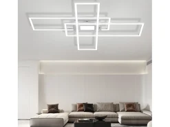 Hot NETTLIFE Lámpara de Techo LED Regulable 50W con Mando a Distancia Diseño Moderno Salón Dormitorio Geométrico para Cocina Pasillo Blanco